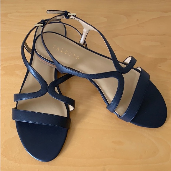 navy leather sandals